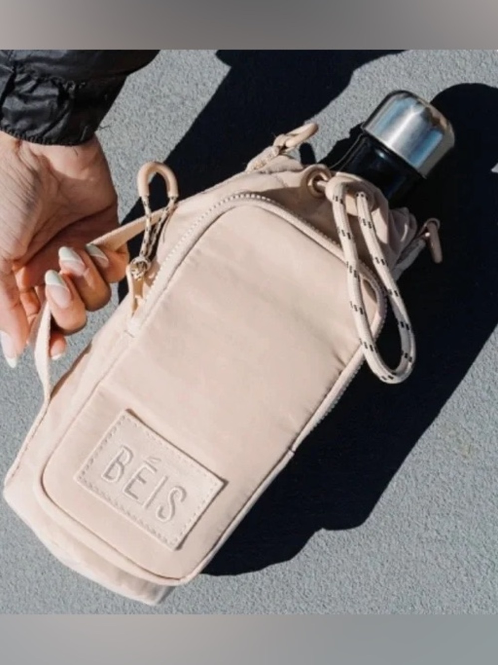 BEIS Neutral Beige Crossbody Bottle Sling with Adjustable Strap - Picture 2 of 6